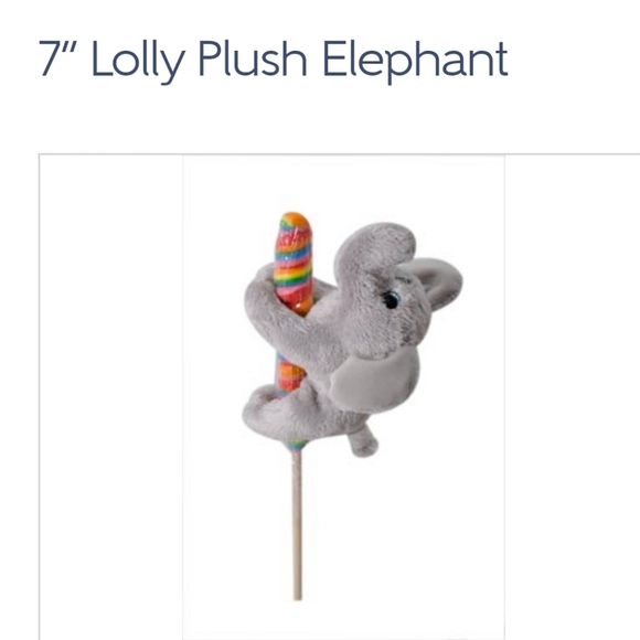 The Petting Zoo Elephant Lolly Plush Trunk Up Blue Glitter Eyes 7" 200221 - Picture 10 of 10